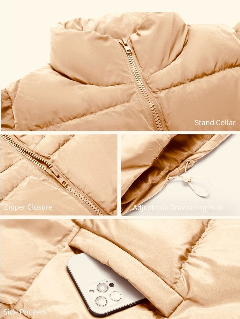 Nwt Woman’s Zeagoo Puffer Vest Small Oversized Zip~Up Stand Up Collar — image 5 of 6